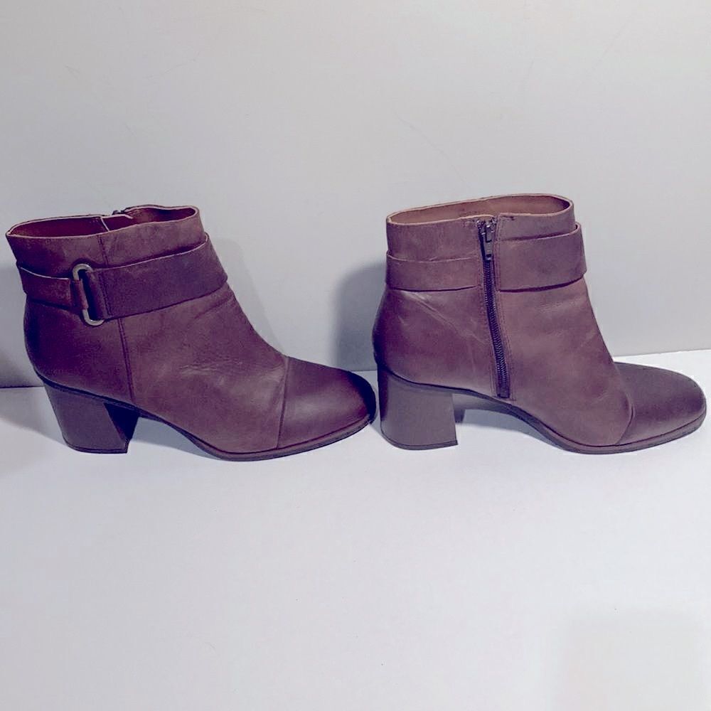 Korks brown two tone leather 3” heel boots